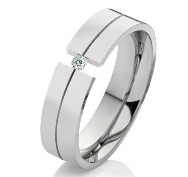 Damenring Edelstahl DE140 mit Zirkonia